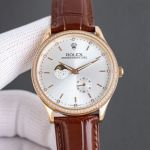 Rolex Oyster Perpetual 82S7 Movement 40mm Blue/White Face Leather Band Watch